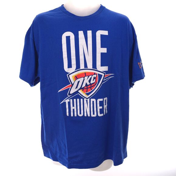 Vtg NBA OKC ONE THUNDER Playoff XL Shirt Short Sleeve Blue #1 - Picture 4 of 7